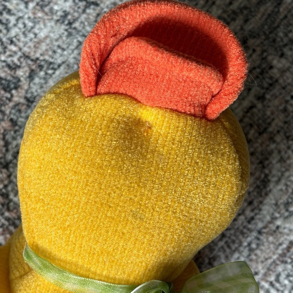 Chosun 1999 Just Friends Yellow Easter Duck 12" Plush Green Bow Bean Bag Bottom - Picture 6 of 8